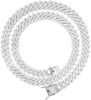 HH BLING EMPIRE Silver Gold Cuban Link Chain for Men/Women, Iced Out Mens Diamond Chain Necklace-Miami Cuban Link Chains Hip Hop Jewelry
