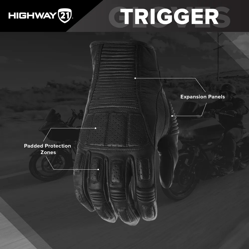 Highway 21 Men's Trigger Leather Motorcycle Gloves