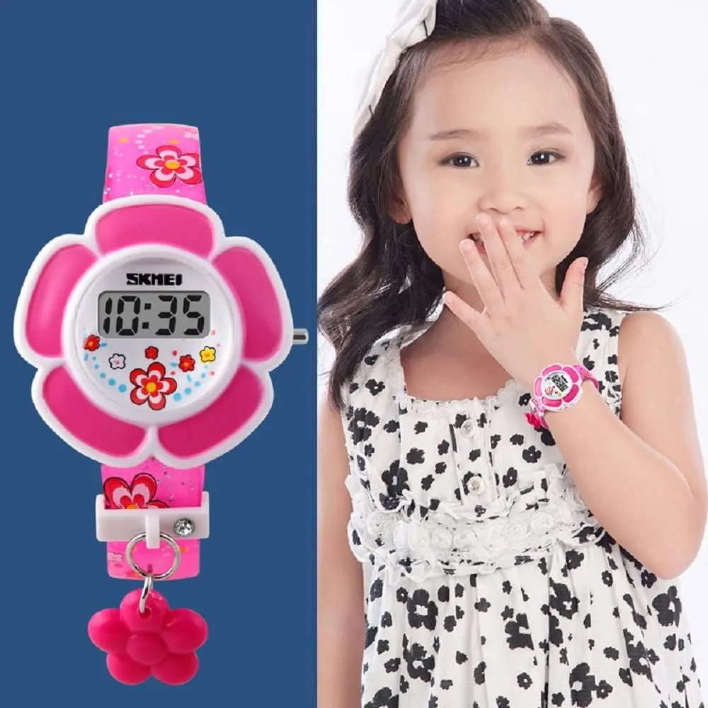 Kids Watch Girl Flower Shape Watch Novelty Cartoon Digital Watch 1144