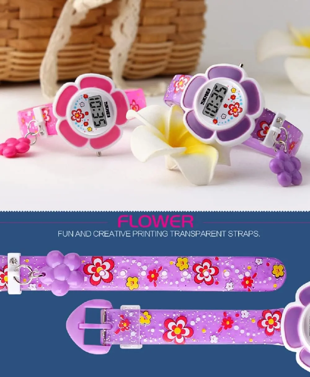Kids Watch Girl Flower Shape Watch Novelty Cartoon Digital Watch 1144