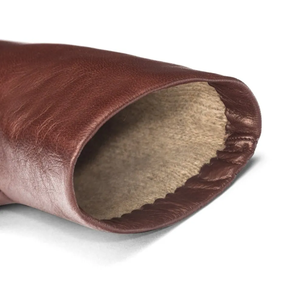 Ladies Cashmere Lined Leather Gloves - Burgundy