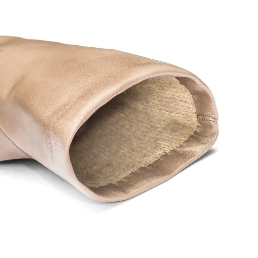 Ladies Cashmere Lined Leather Gloves - Taupe