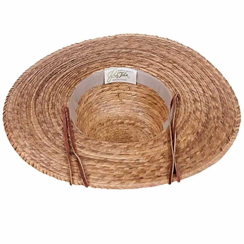 Large Size Women's Hat: Burnt Palm Leaf Ranch Hat with Chin Strap - Tula Hats