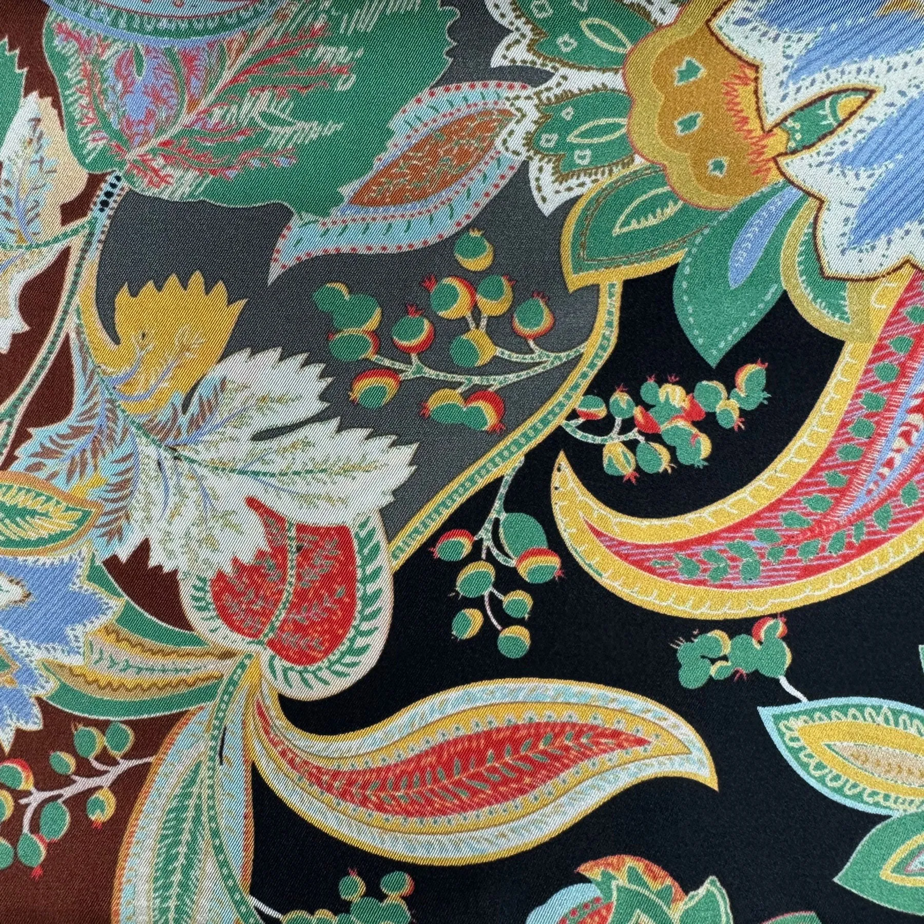 Laura Biagiotti Silk Scarf Petrol Blue Floral - Square Foulard - Made In Italy
