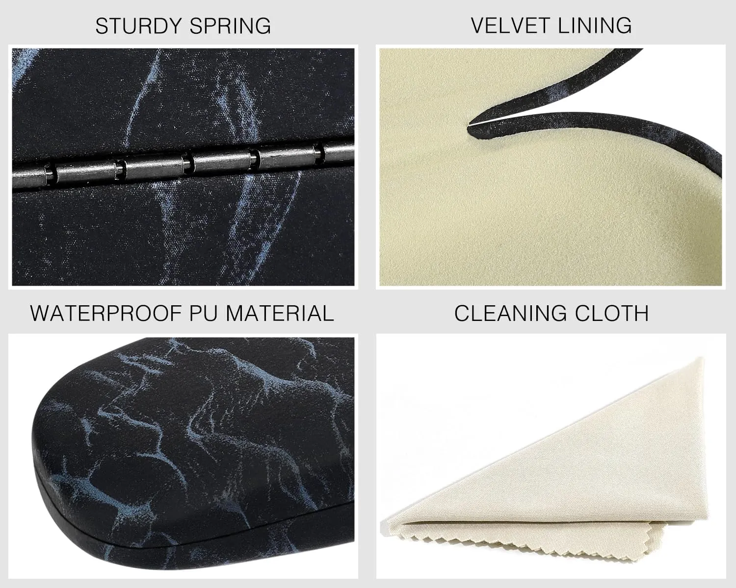 MoKo Hard Shell Eye Glasses Case, PU Leather Eyeglasses Cases with Cloth