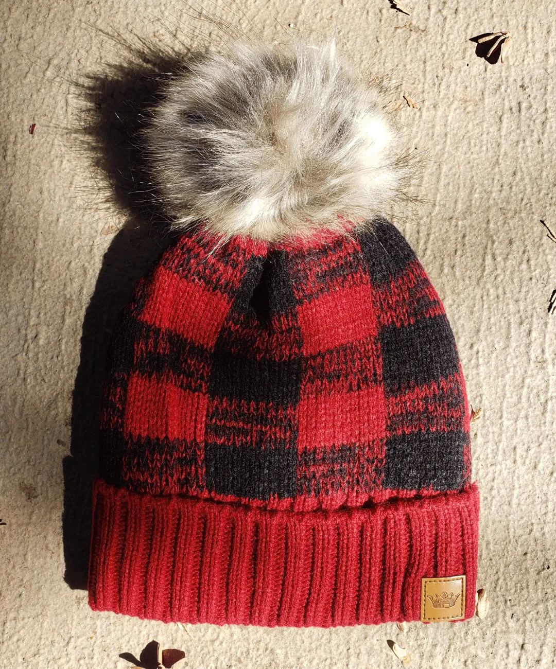 Mommy   Me Buffalo Plaid Pom Beanies
