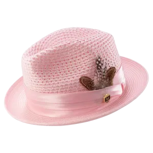 Montique Pink Men's Summer Straw Hats Style H-34