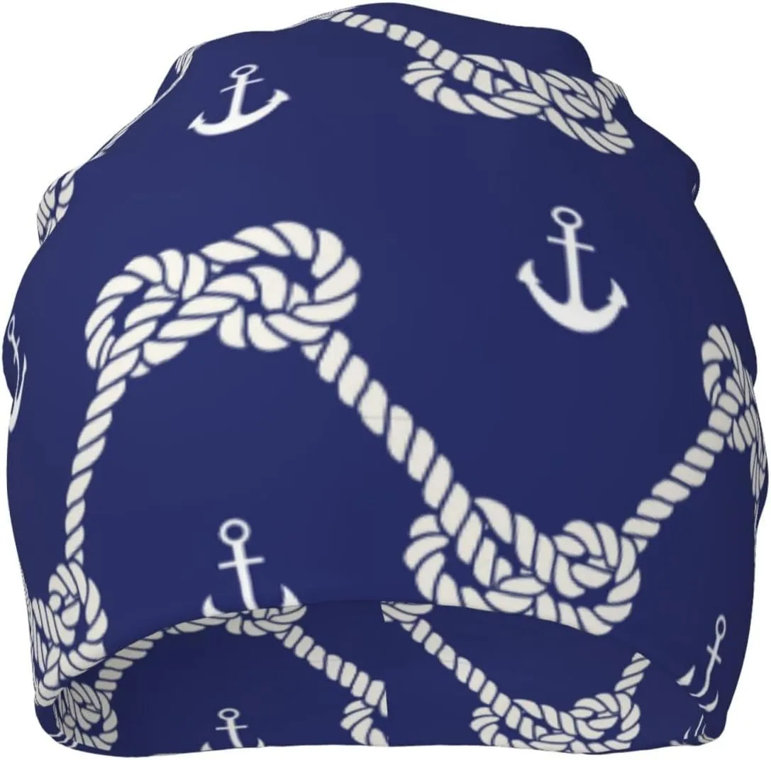 Nautical Anchor Knit Beanie Hat Adults Stretch Knitted Skull Beanies Cap Hats for Women Men