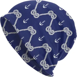 Nautical Anchor Knit Beanie Hat Adults Stretch Knitted Skull Beanies Cap Hats for Women Men