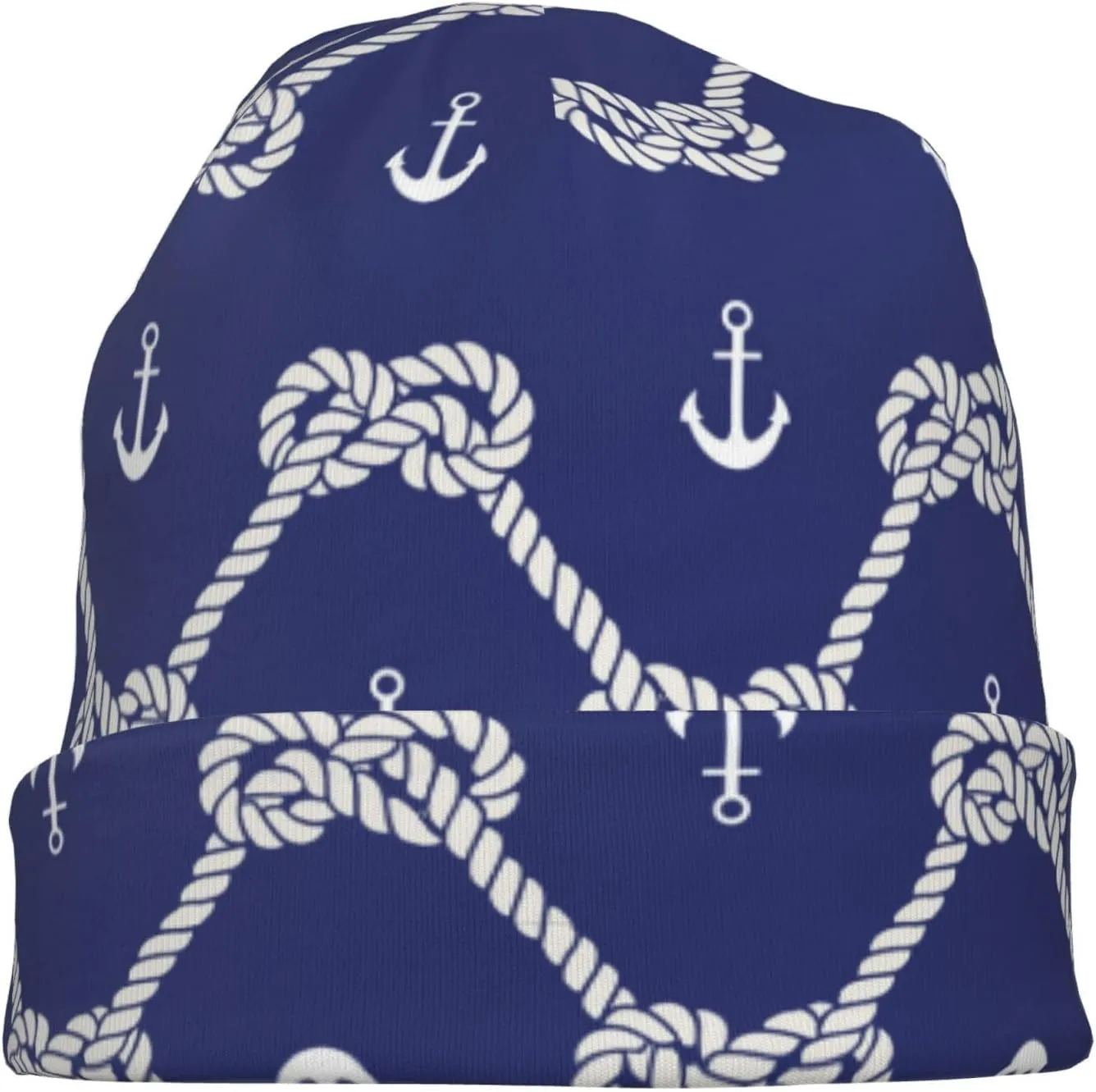 Nautical Anchor Knit Beanie Hat Adults Stretch Knitted Skull Beanies Cap Hats for Women Men