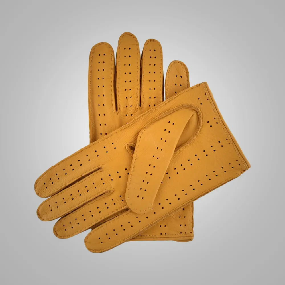 New Men Genuine Deerskin Leather Driving Gloves