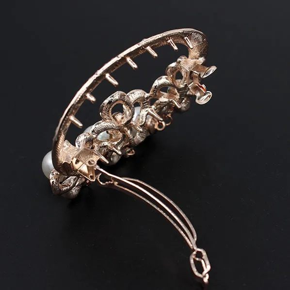 Oval Floral Princess Hair Barrette w/ Pearl Tassels