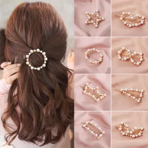 Pearl Hair Clip Snap Barrettes