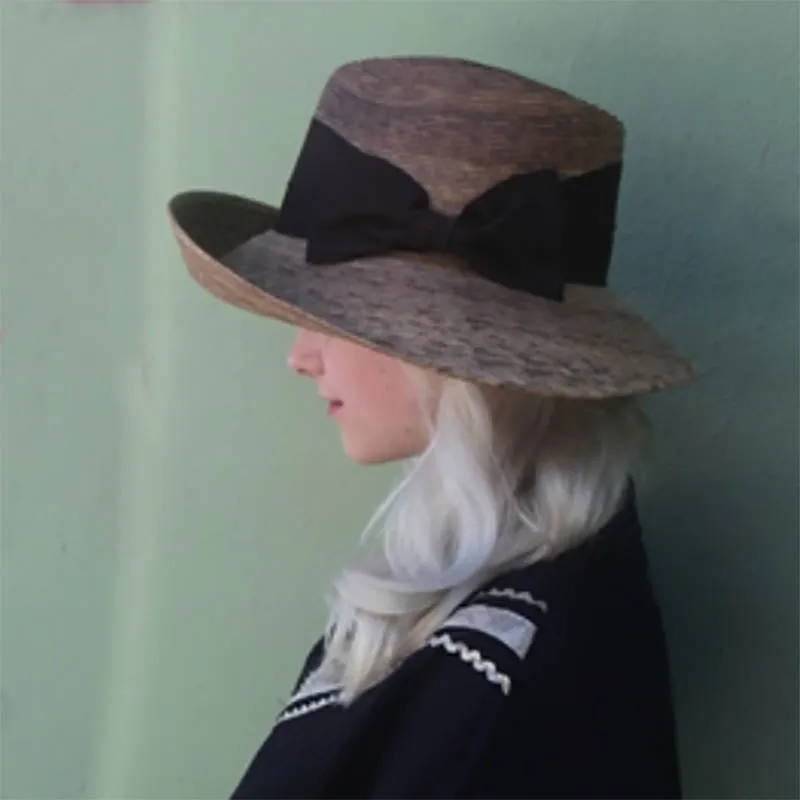 Pilar Burnt Palm Leaf Asymmetrical Up Brim Hat - Tula Hats