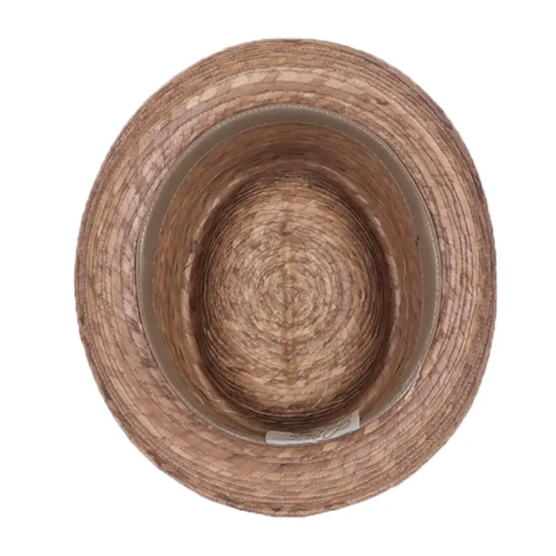 Pilar Burnt Palm Leaf Asymmetrical Up Brim Hat - Tula Hats