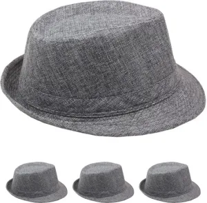 plain dark gray dress fedora hat Case of 72