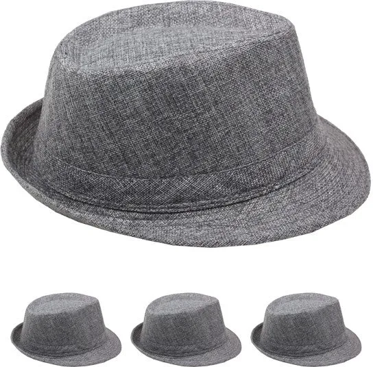 plain dark gray dress fedora hat Case of 72
