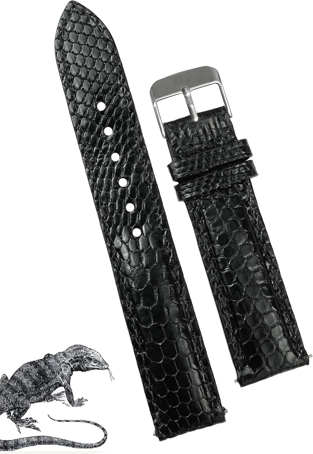 Quick Release Lizard Leather Watch Bands Men Handmade Replacement Wrist Watch Straps Vintage Extra Soft Exotic Leather Strap Gift for Him 18mm 19mm 20mm 21mm 22mm