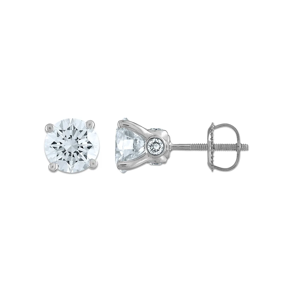 Red Hot Deal  3 CTW Round Lab Grown Diamond Stud Solitaire Earrings in 14KT White Gold