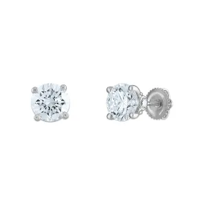 Red Hot Deal  3 CTW Round Lab Grown Diamond Stud Solitaire Earrings in 14KT White Gold