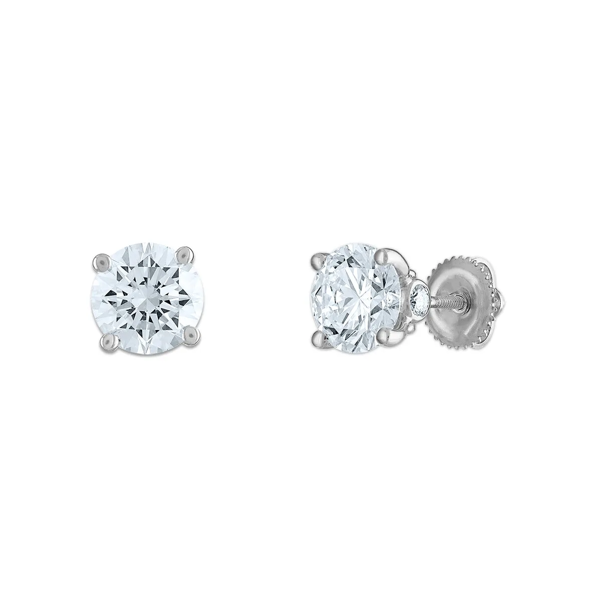Red Hot Deal  3 CTW Round Lab Grown Diamond Stud Solitaire Earrings in 14KT White Gold