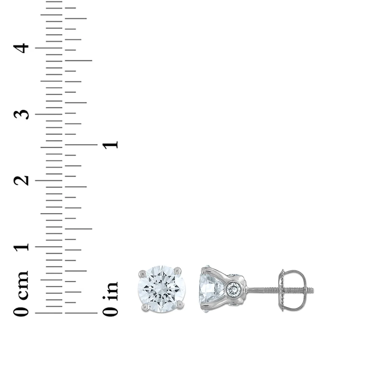 Red Hot Deal  3 CTW Round Lab Grown Diamond Stud Solitaire Earrings in 14KT White Gold