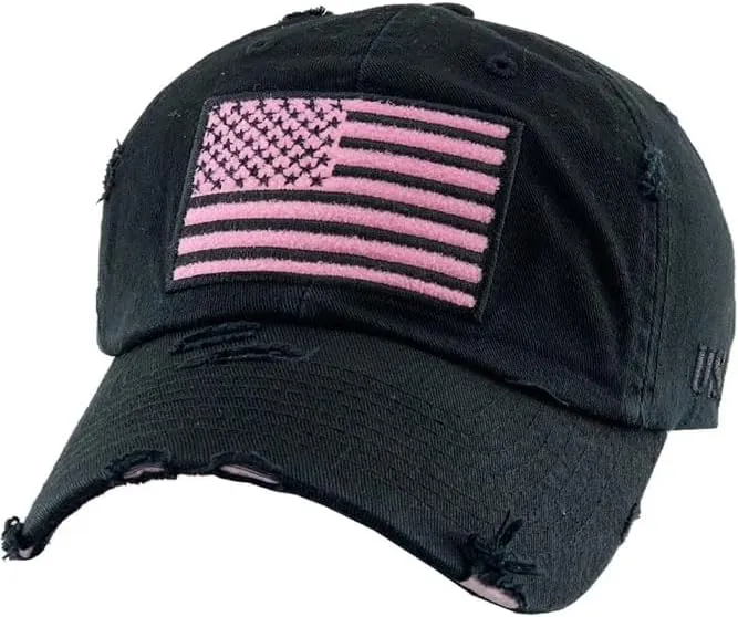 ScarvesMe Unisex American Flag Washed Vintage Distressed Stitch Baseball Cap Hat