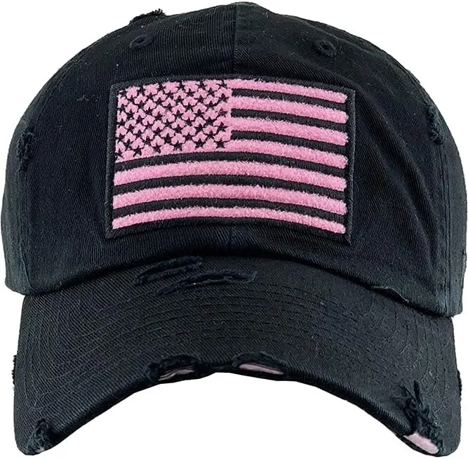 ScarvesMe Unisex American Flag Washed Vintage Distressed Stitch Baseball Cap Hat