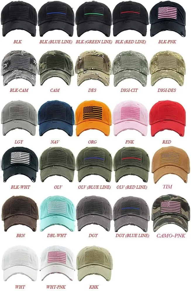 ScarvesMe Unisex American Flag Washed Vintage Distressed Stitch Baseball Cap Hat