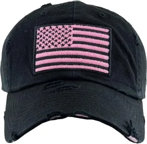 ScarvesMe Unisex American Flag Washed Vintage Distressed Stitch Baseball Cap Hat