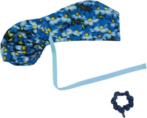 Scrub Cap with Silky Inner - Cotton Hat with Sweatband and Buttons, Adjustable Tie Back Ponytail(Randomly Provide Hair Ring)
