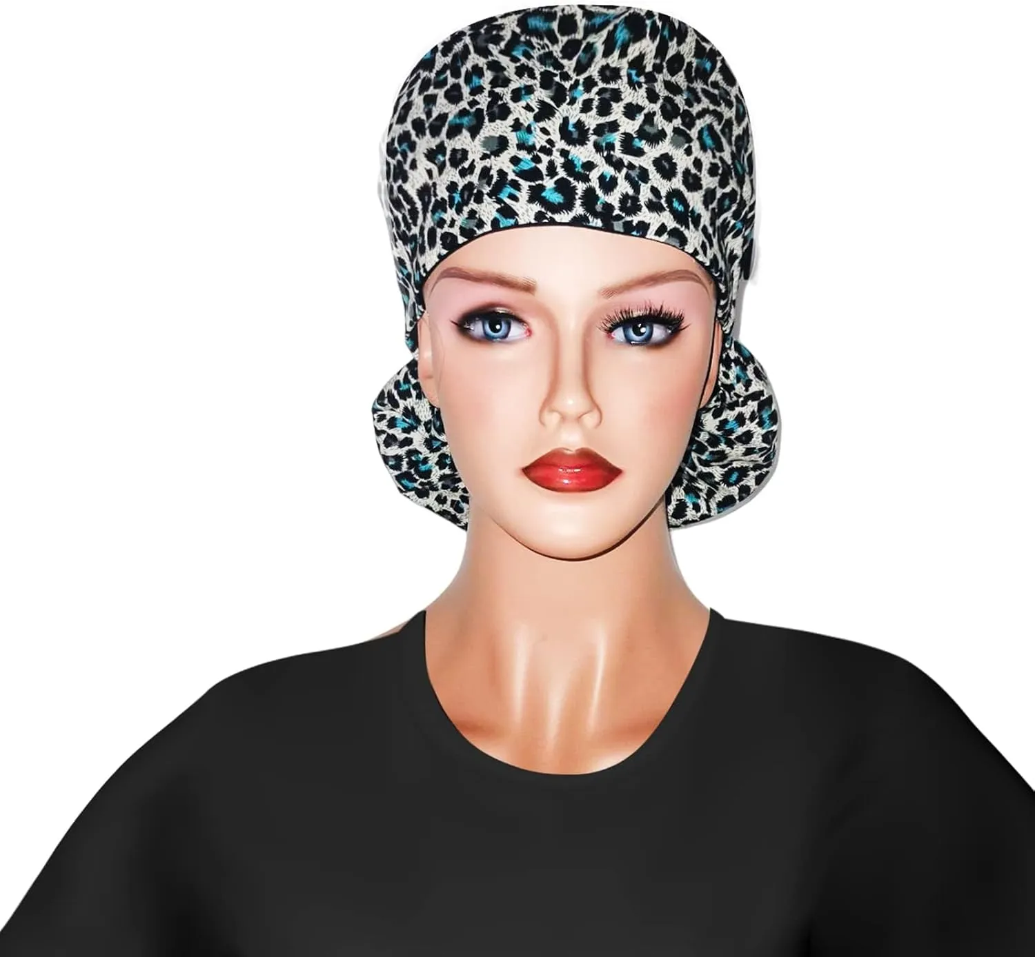 Scrub Cap with Silky Inner - Cotton Hat with Sweatband and Buttons, Adjustable Tie Back Ponytail(Randomly Provide Hair Ring)