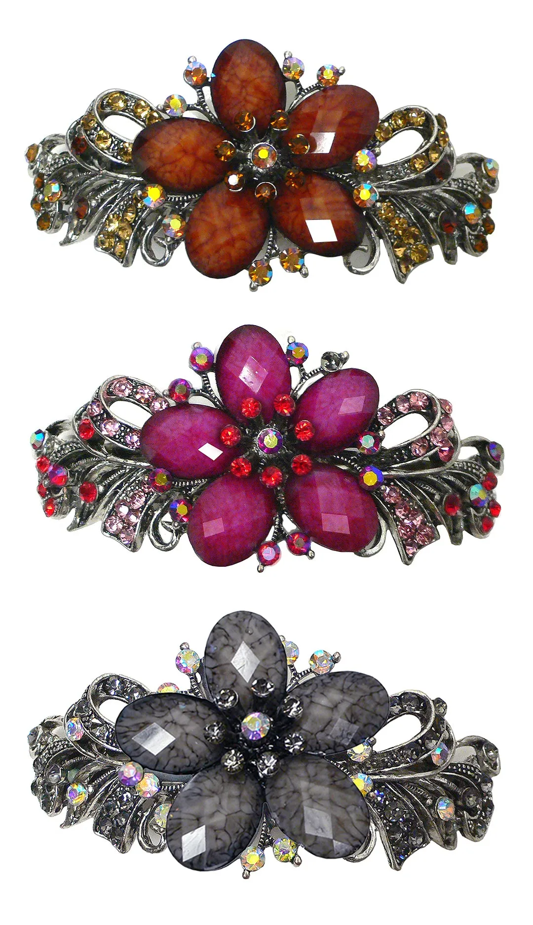 Set of 3 Bella Large Barrettes Thick Hair Hairclips U86012-0052-3