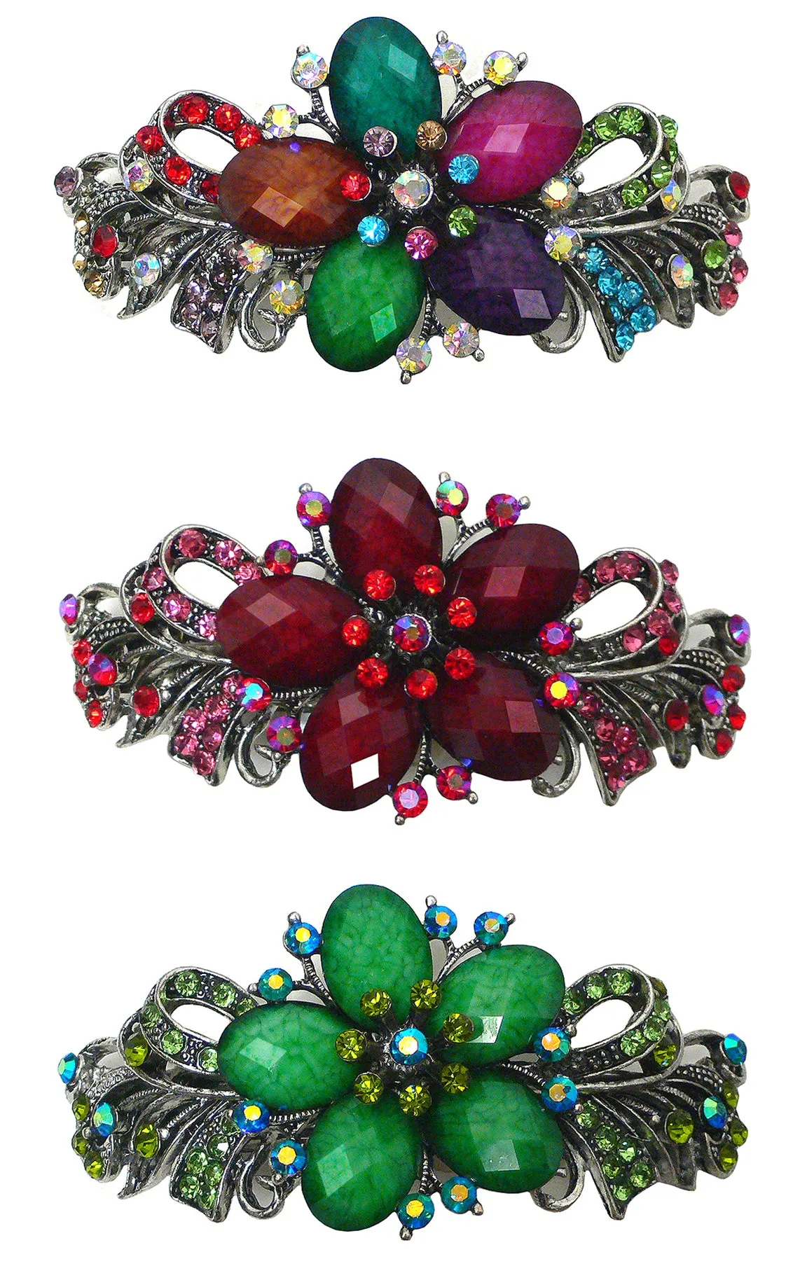 Set of 3 Bella Large Barrettes Thick Hair Hairclips U86012-0052-3