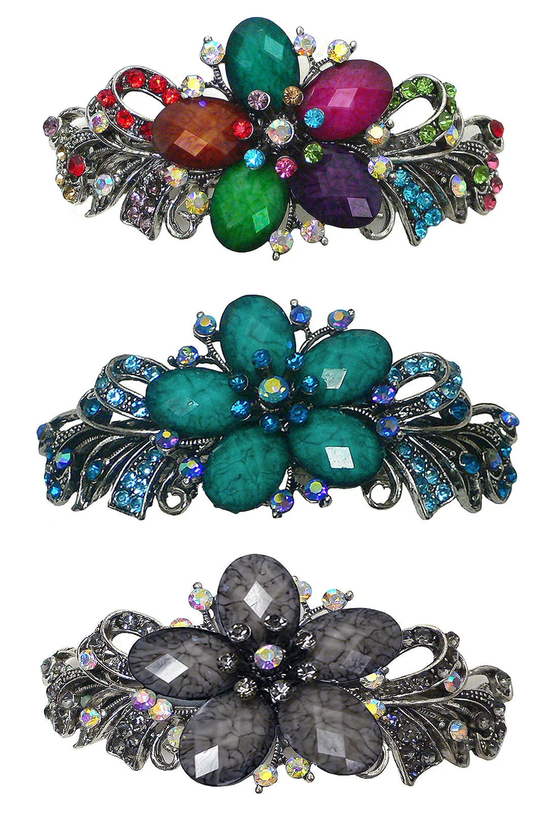 Set of 3 Bella Large Barrettes Thick Hair Hairclips U86012-0052-3