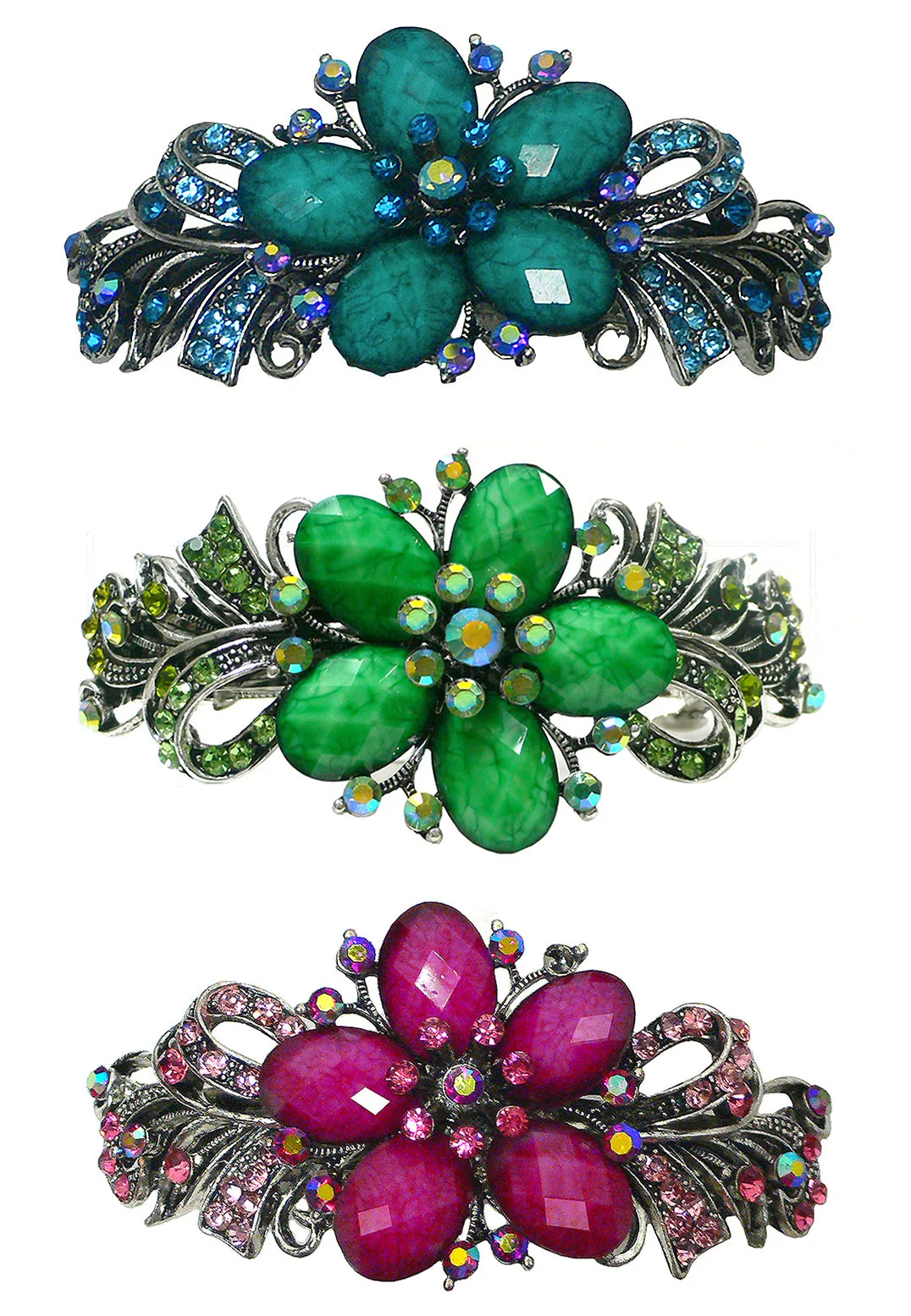 Set of 3 Bella Large Barrettes Thick Hair Hairclips U86012-0052-3