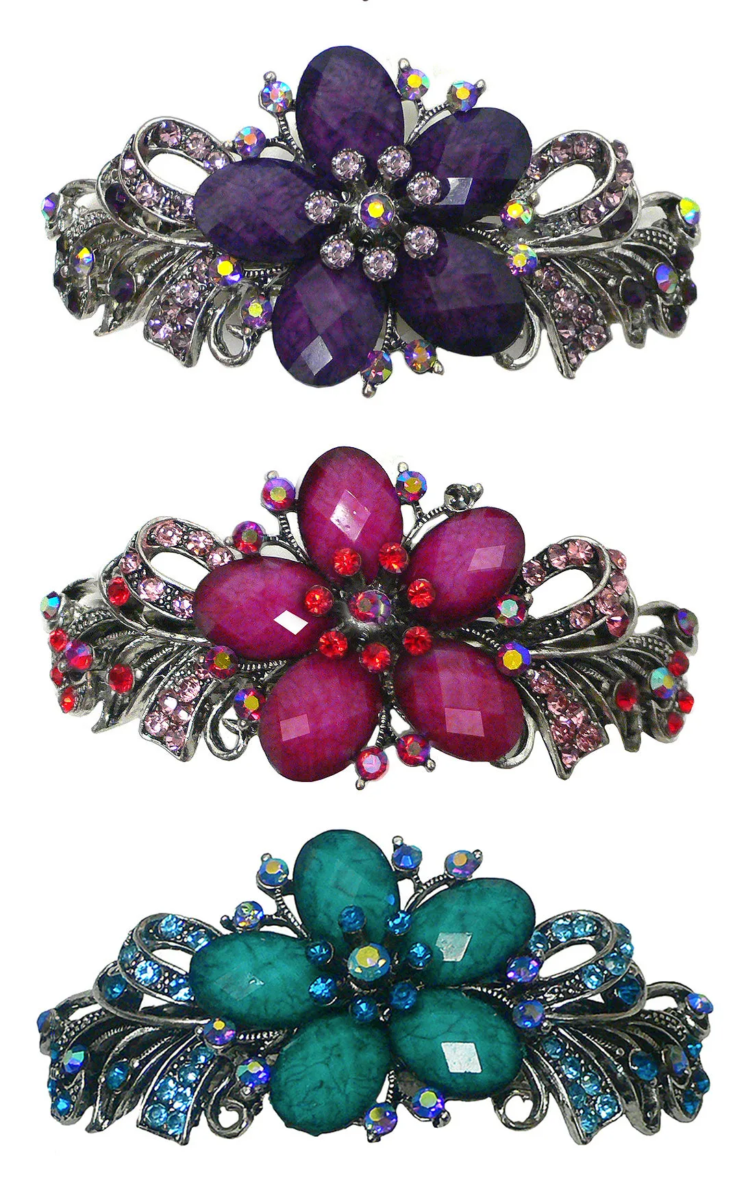 Set of 3 Bella Large Barrettes Thick Hair Hairclips U86012-0052-3
