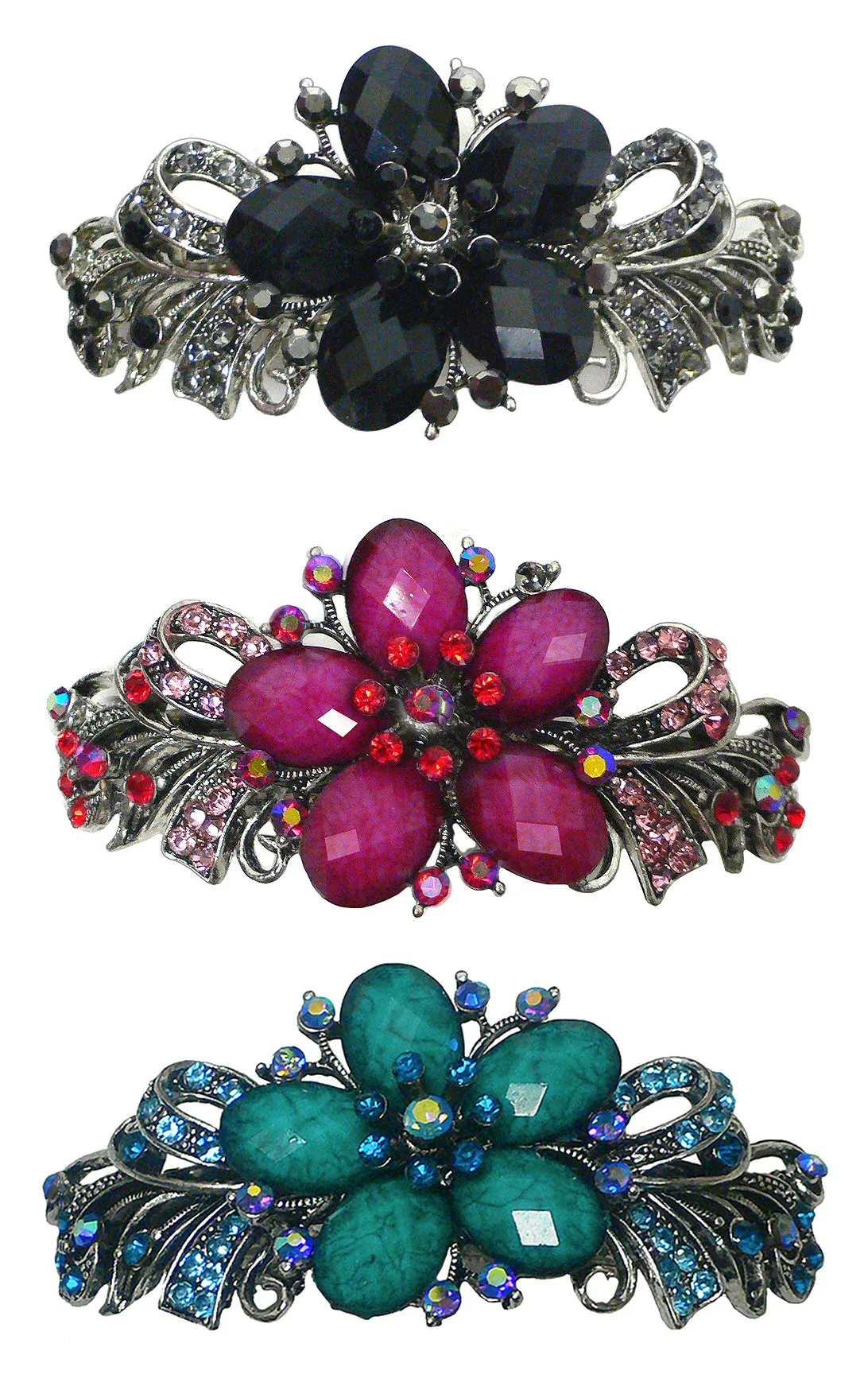 Set of 3 Bella Large Barrettes Thick Hair Hairclips U86012-0052-3