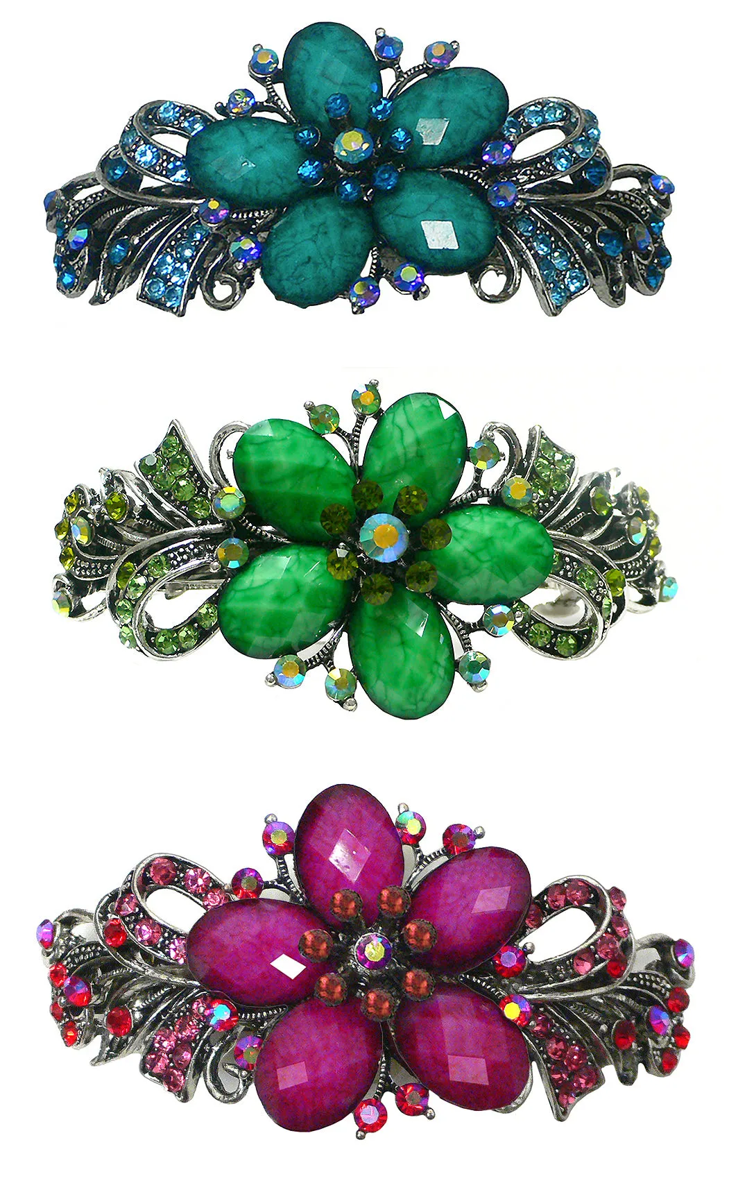 Set of 3 Bella Large Barrettes Thick Hair Hairclips U86012-0052-3