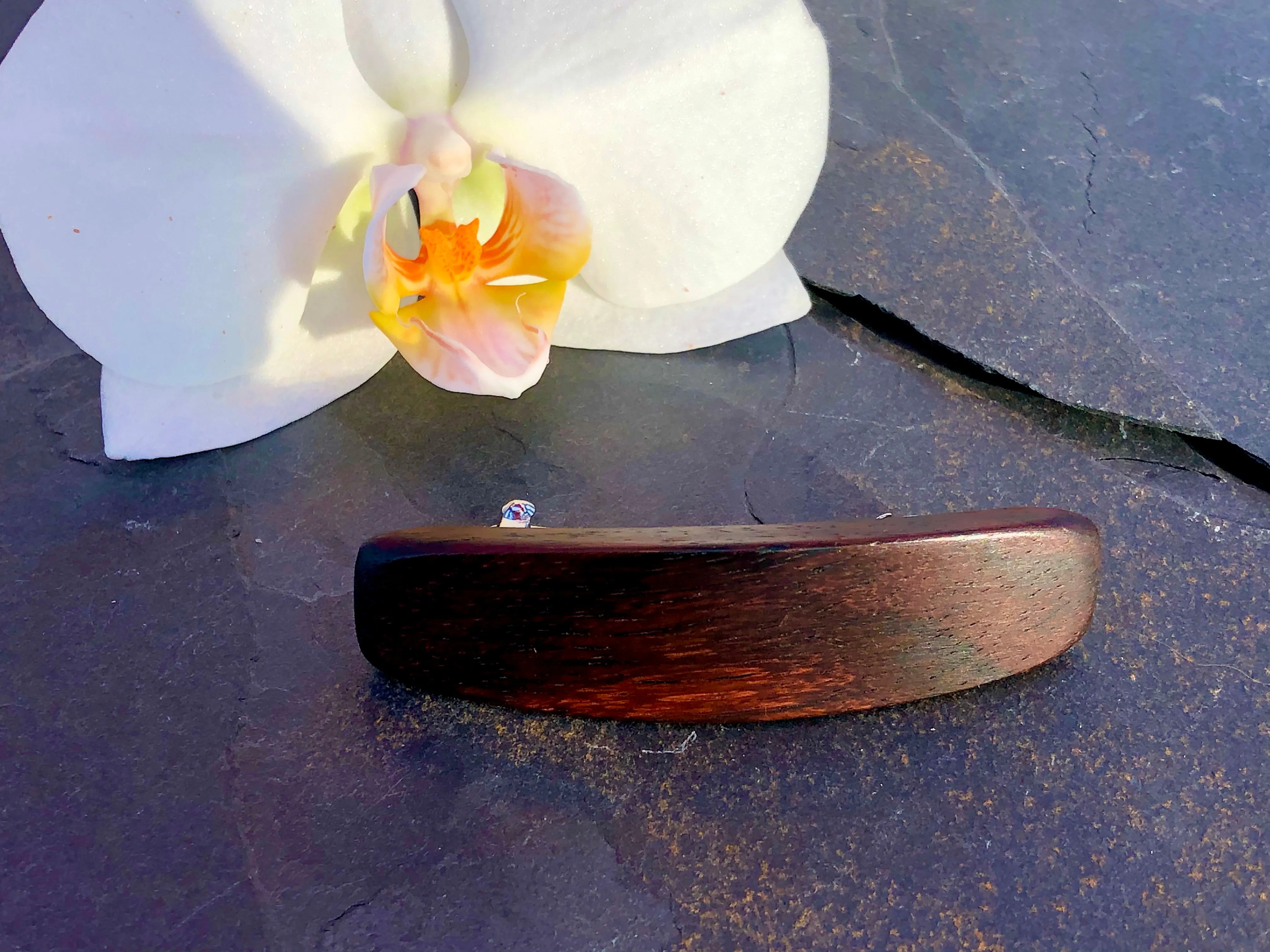 Small East Indian Rosewood barrette, Fine Hair barrette, Children's hair clip, wooden hair clip