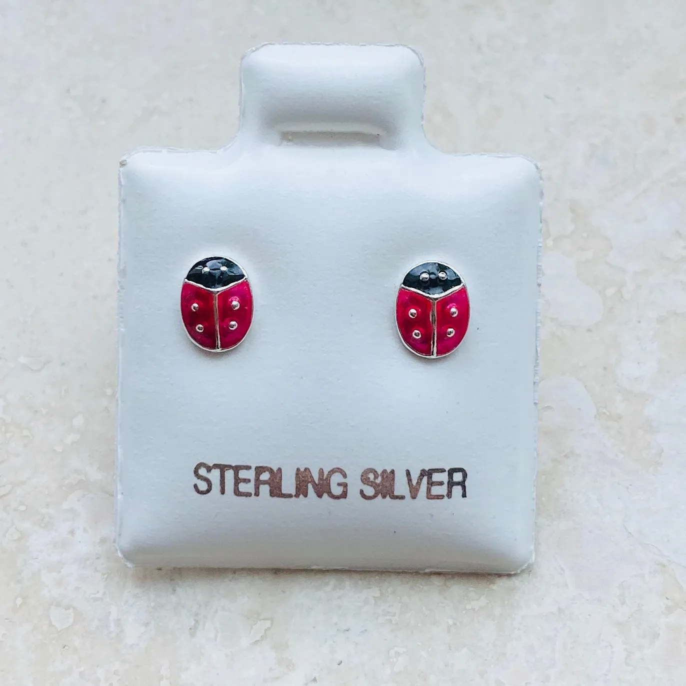Sterling Silver Ladybug Earrings, Silver Earrings, Stud Earrings, Spirit Earrings