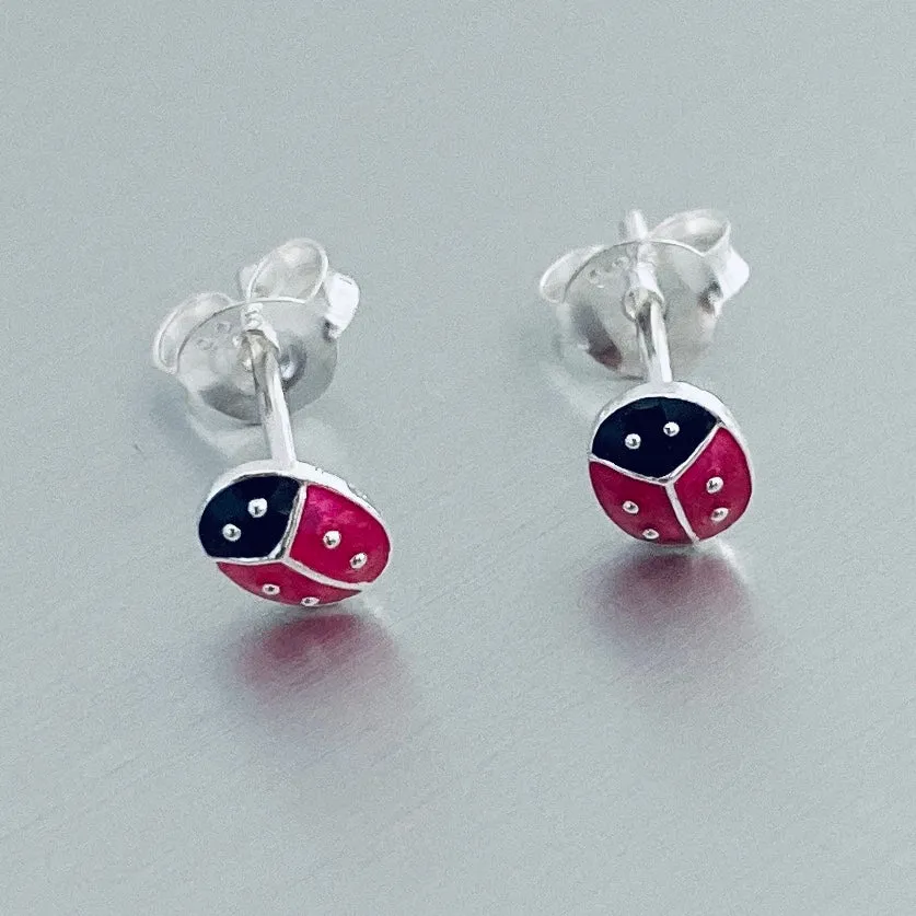 Sterling Silver Ladybug Earrings, Silver Earrings, Stud Earrings, Spirit Earrings
