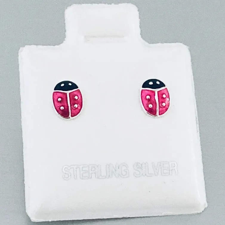 Sterling Silver Ladybug Earrings, Silver Earrings, Stud Earrings, Spirit Earrings