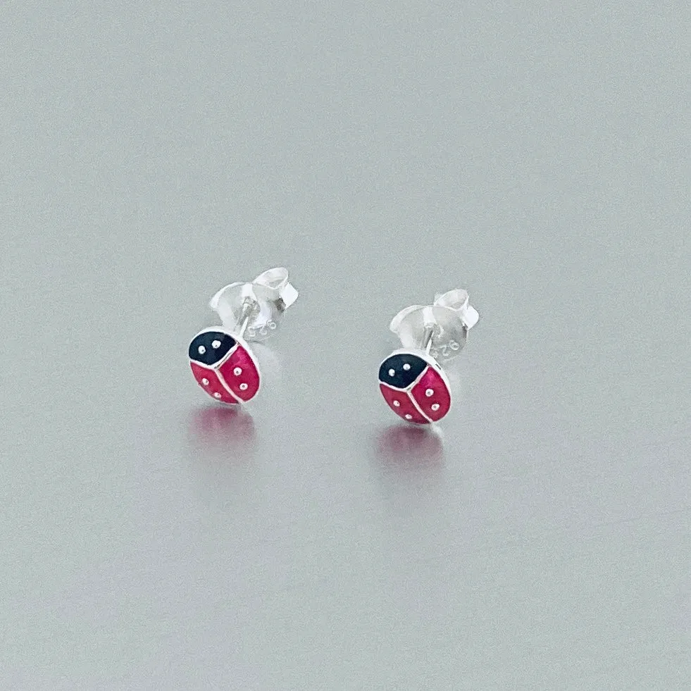 Sterling Silver Ladybug Earrings, Silver Earrings, Stud Earrings, Spirit Earrings