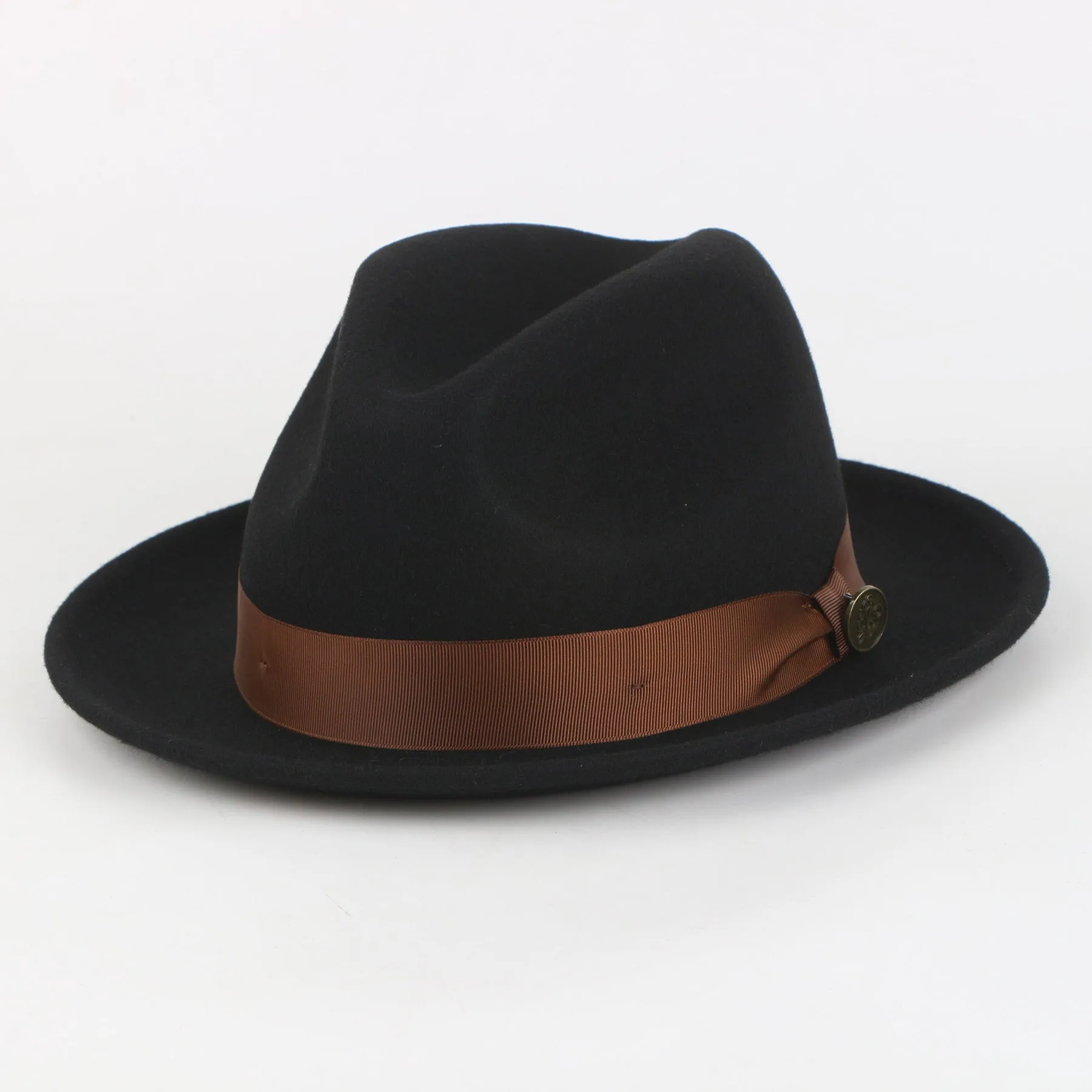 The Bowery Fedora | Felt Hat | Black with Brown Band