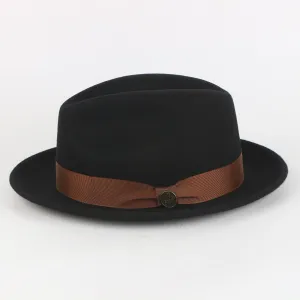 The Bowery Fedora | Felt Hat | Black with Brown Band