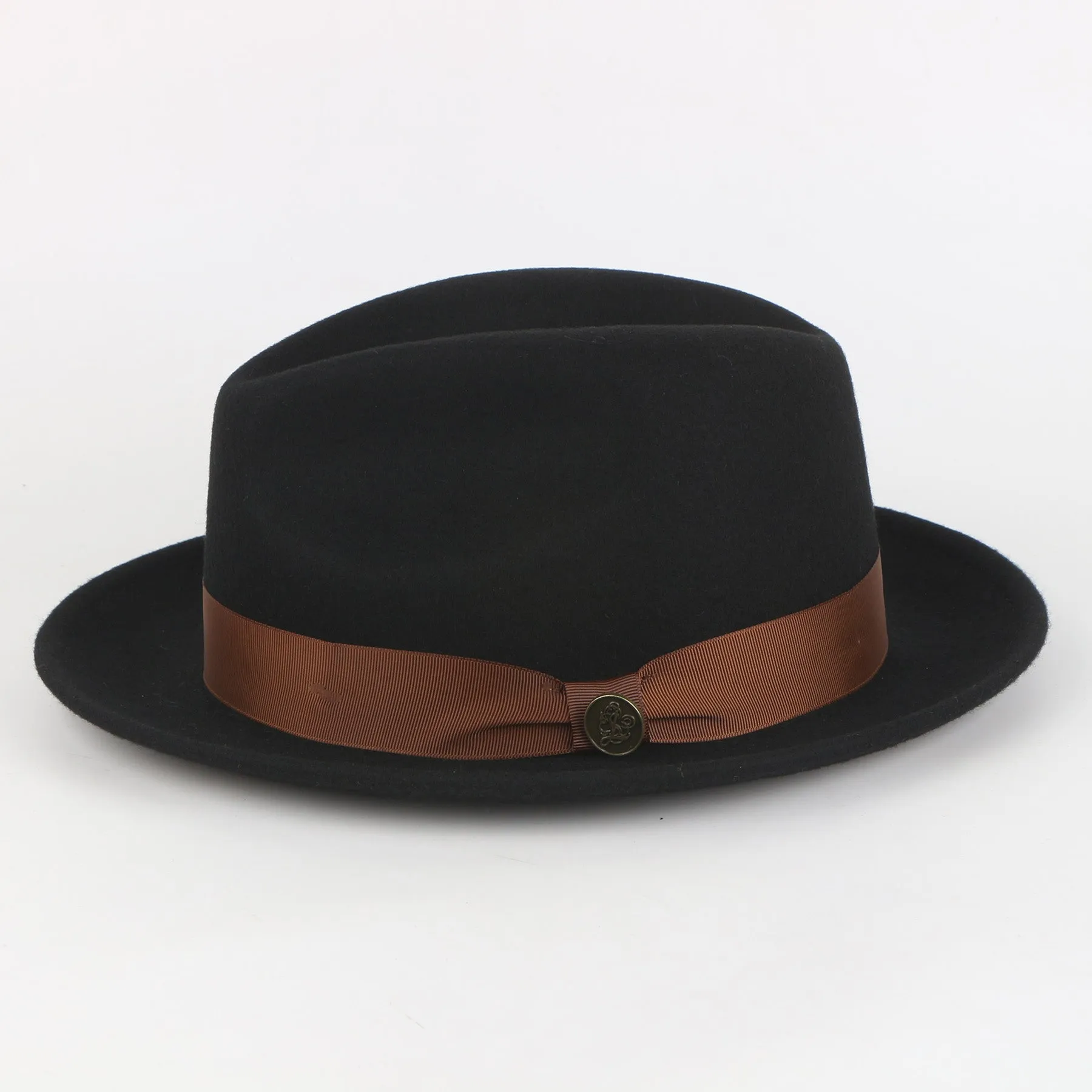 The Bowery Fedora | Felt Hat | Black with Brown Band