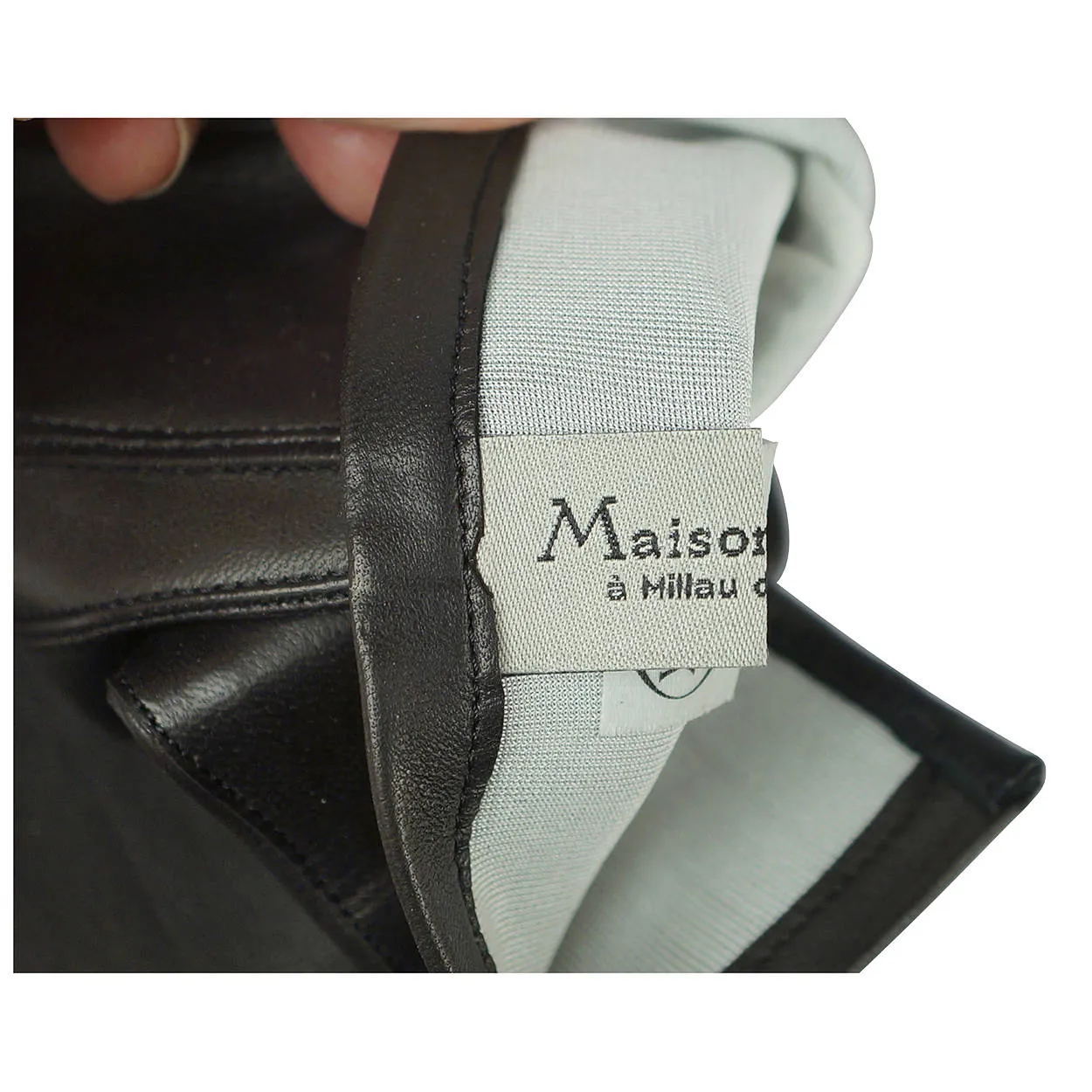 Unused Mens Black Leather Gloves Silk Lined Maison Fabre France NWT Size 9 1/2