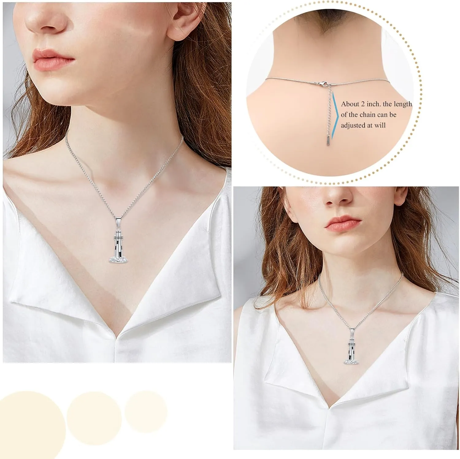 Urn Necklace for Ashes Men's Cremation Jewelry Lighthouse Memorial Urn Necklace For Loves One Ashes Holder with Filling Kits