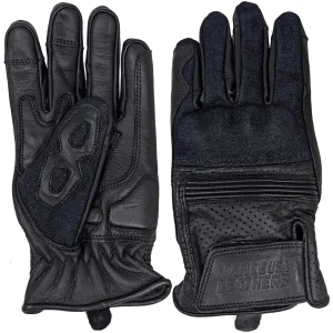Vance Denim & Leather Motorcycle Gloves (Black) with Mobile Phone Touchscreen